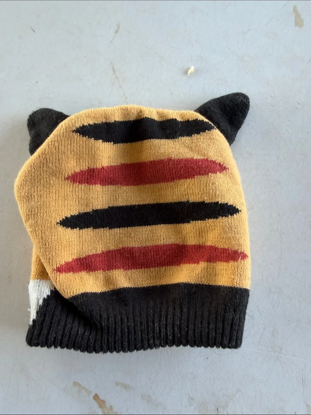 Toby & Me Yellow Tiger Knit Beanie Hat for Kids with Ear Details